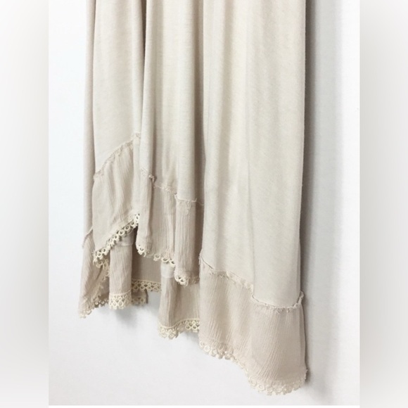 Free People Sand Beige Midi Crocheted Lace Dress Size Medium - Picture 6 of 6